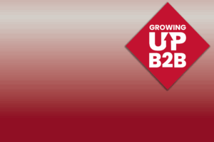 Logo for the podcast Growing Up B2B over a gradient